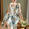 夏季印花缎面真丝吊带连衣裙，宽松V领西装内搭长裙打底裙RWL34-39 商品缩略图0