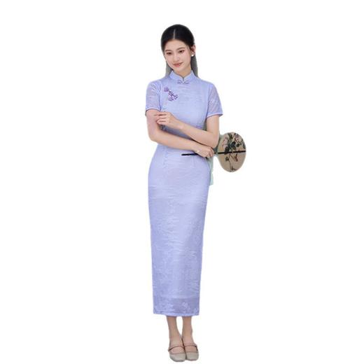 收腰显瘦纯色长款提花旗袍2025夏季新款复古国风高级感宴会旗袍SYK66922 商品图4