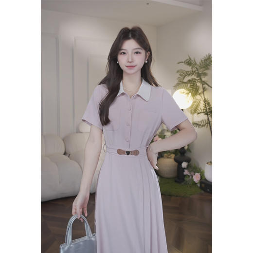 鹿向南「粉桃汽水」夏季新款小众慵懒休闲收腰显瘦连衣裙女 商品图4