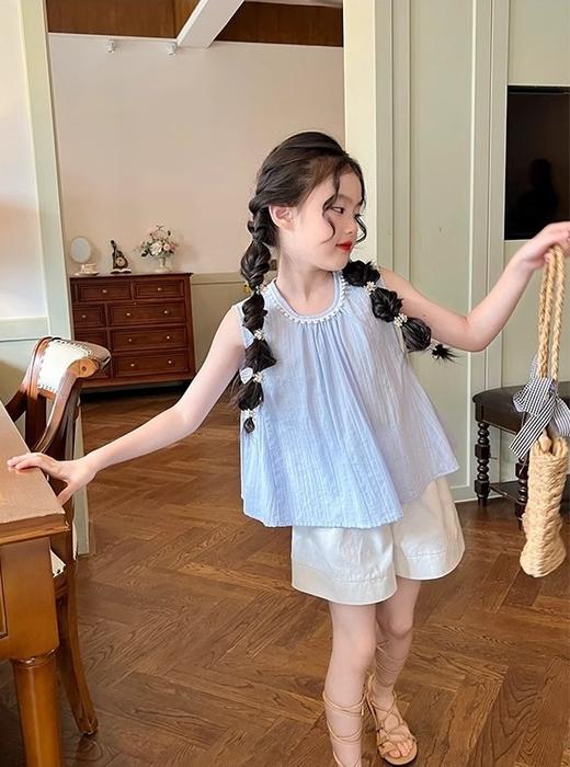 🔗解锁夏日甜妹新公式🍉甜妹出街 | 氛围感穿搭绝了❗️【韩版无袖背心娃娃衫套装】 被追着夸的童装穿搭！女儿穿上秒变童话小公举👑 一套轻松出街，简约高级感拿捏🤏 商品图1