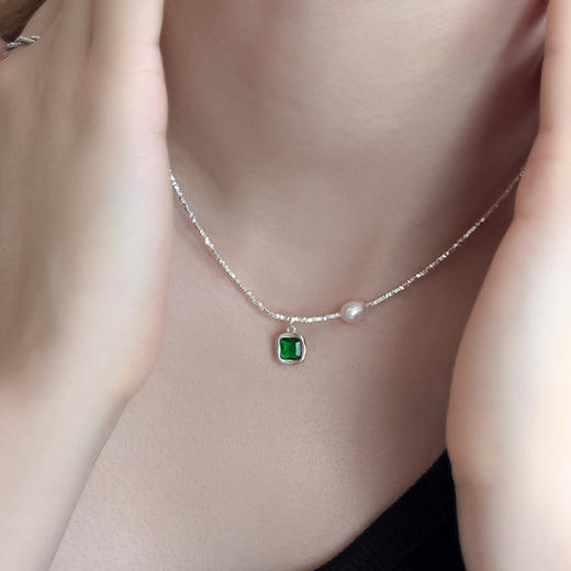 宝梵迪925银夏季新款新中式蝴蝶珍珠碎银子项链和田玉小众设计高级感颈链 商品图14