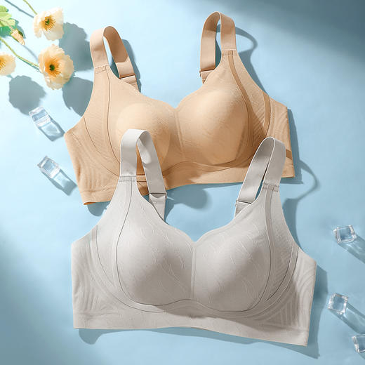 【298选3】D1-【B-D杯】【山茶花养肤 10A抑菌】润微超薄透气无痕粉底液内衣女收副乳文胸   提拉冰柔 商品图11