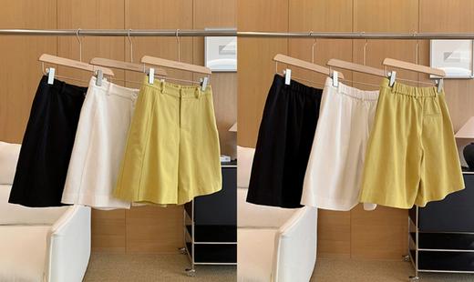 百慕老钱风后松紧微阔腿天丝亚麻显瘦五分中裤 商品图0