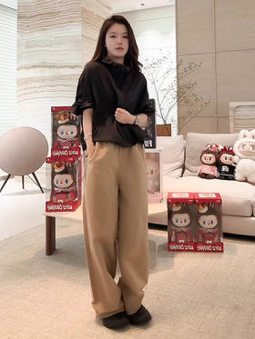 COCO ZONE 刘一一  “夸夸裤”汉麻棉混纺修饰腿型休闲裤CD1A1003