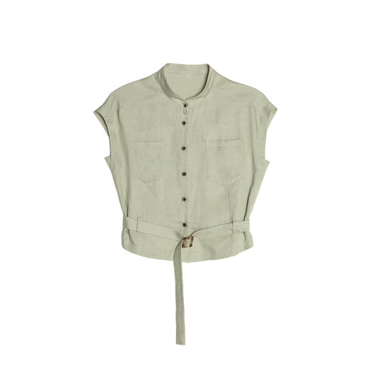 西嘉|天丝亚麻上衣女高端自然老钱风套装度假慵懒复古亚麻阔腿裤CS2502126 商品图6