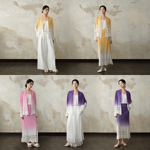 【林栖设计小店】（现货）渐变苎麻混纺镂空毛织开衫多色花边宽松2025早秋新款上衣女1953080B半身裙1953178B 商品图7