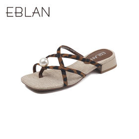 伊伴夏季低跟清凉人字拖优雅珍珠时装凉拖B25325126