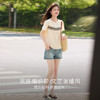 熙世界2025夏新款轻民族风条纹织带T恤女短袖设计感圆领休闲上衣 商品缩略图2