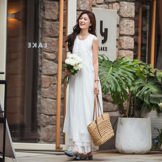 【林栖设计小店】【林栖推荐】2025年春夏新品婴儿棉无袖连衣裙背心裙白色N1952547绿色N1952548 商品图6