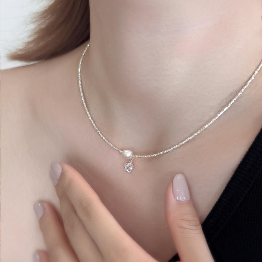 宝梵迪925银夏季新款新中式蝴蝶珍珠碎银子项链和田玉小众设计高级感颈链 商品图11