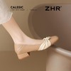 ZHR粗跟浅口玛丽珍鞋女蝴蝶结珍珠奶奶鞋轻便两穿女鞋法式小皮鞋 商品缩略图0