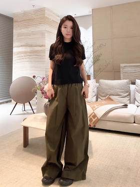 COCO ZONE 刘一一 【100棉】设计感复古松紧腰休闲裤CD2A0760