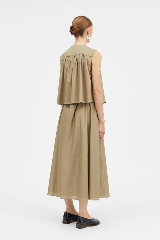 Mark Kenly Domino Tan 25PF 卡其色TAHIRA棉府绸叠褶短上衣 商品图2