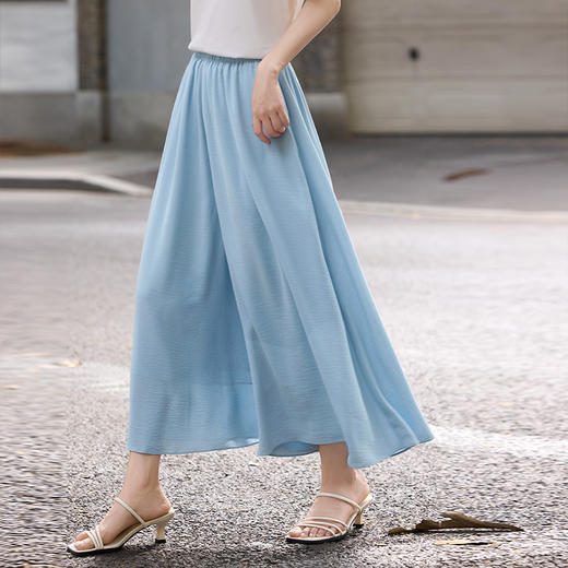 【周末秒杀】熙世界山本裙裤女夏季薄款2025新款高腰垂感宽松休闲七八分阔腿裤 商品图3