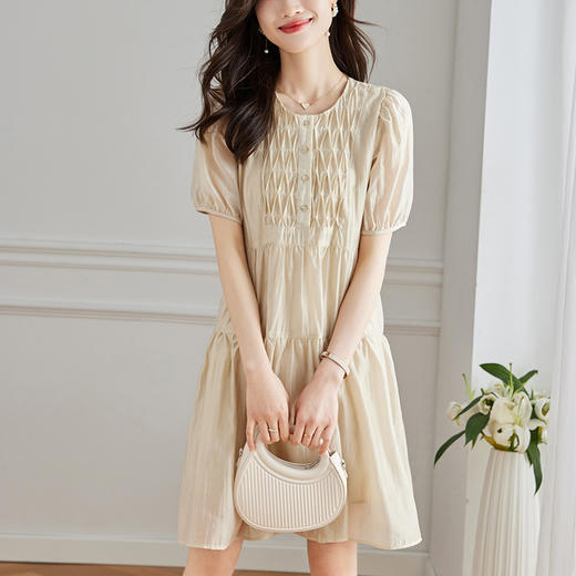 百媚生 天丝连衣裙女中长款裙子夏季新款收腰修身A字裙35002 商品图5