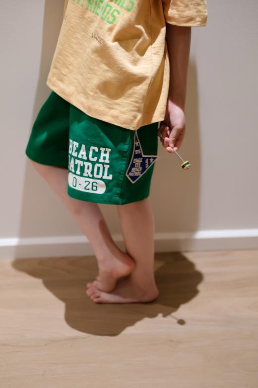 2025夏季DD儿童日系贴布刺绣海滩巡逻队徽章印花棉质休闲短裤 商品图2