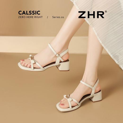 ZHR则则方头金属扣凉鞋2025新款仙女粗跟一字扣凉鞋气质百搭女鞋 商品图7