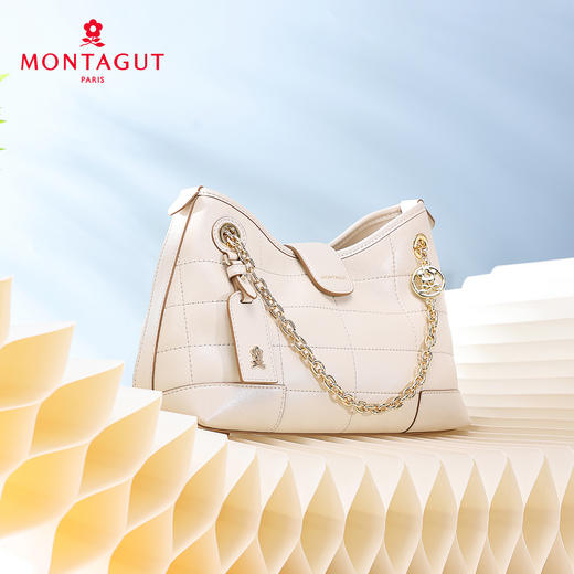 梦特娇女士时尚链条包潮流菱格斜挎包真皮单肩包 商品图7