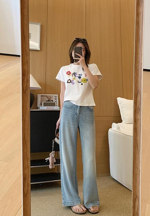 土耳其新款空调牛仔纯兰精天丝薄软垂感空气微阔腿裤 商品图8