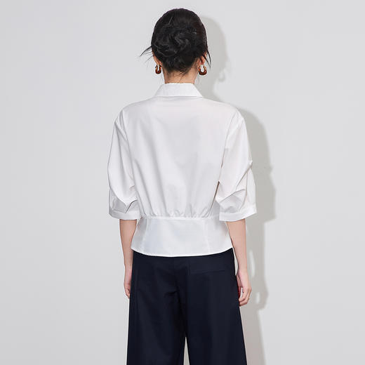 「高货wl」全系升级【铂金会员266/天猫359/差价93】(03713)洛诗琳优雅减龄七分袖收腰衬衫2025夏季新款知性显瘦上衣 商品图2
