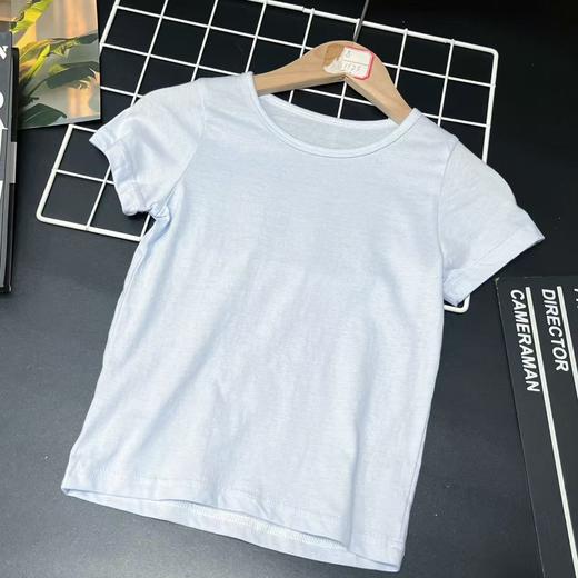 【选2件15元-NO退】110浅蓝纯色短袖T恤-微脏-喜出 商品图0