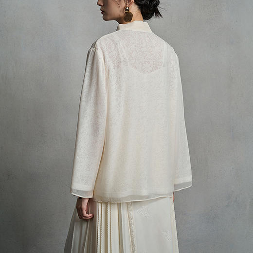 【林栖设计小店】【手工钉花】羊毛混纺真丝衫新中式2025秋季新款外套女1953014 商品图1