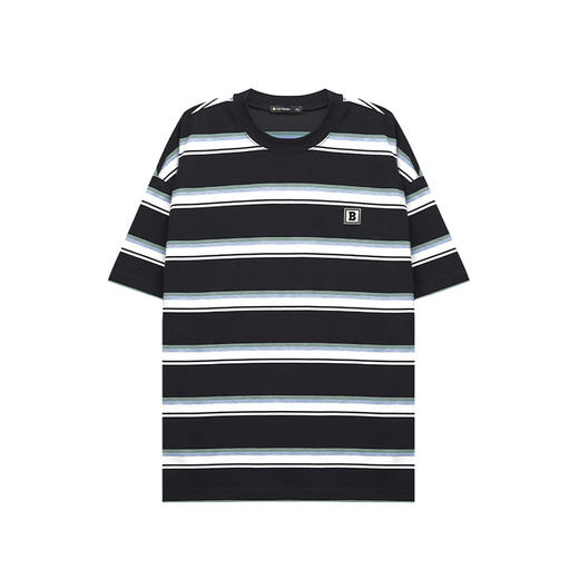 【新品上新】HX 夏季圆领短袖宽松T恤情侣款条纹C102520124101/02 商品图3