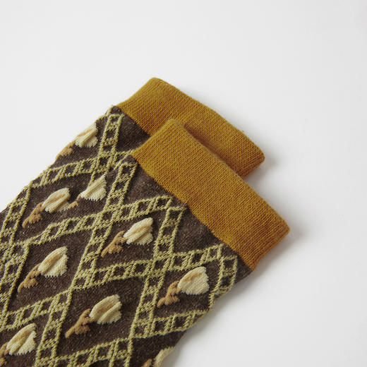 谜底中筒袜女士2025秋新品提花工艺浅色菱格层次感袜子253MQ1410 商品图1