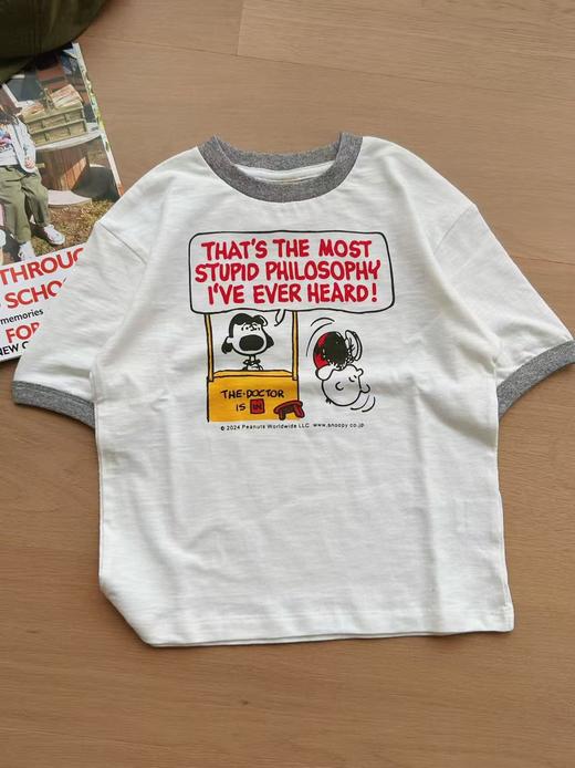 2025夏季DD儿童史奴狗联名款卡通花生村小孩领袖口撞色竹节棉短袖 商品图1