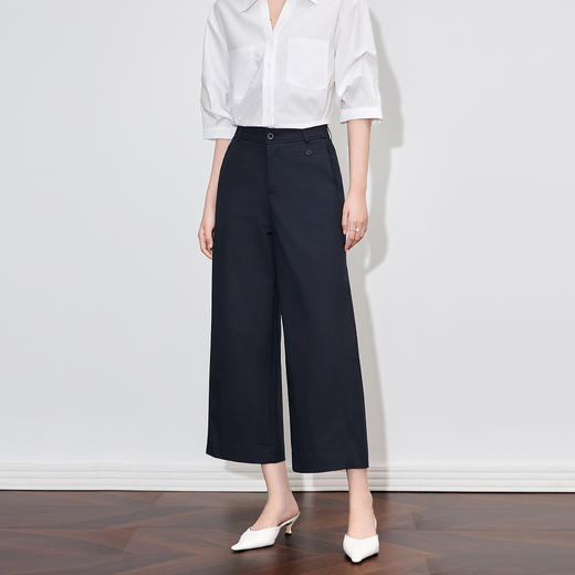 「高货wl」全新升级【铂金会员220/天猫299/差价79】(44822)洛诗琳显瘦显高茧型休闲裤2025夏季宽松高腰直筒九分裤女 商品图1