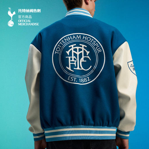 【官方正版】托特纳姆热刺俱乐部 | 蓝色复古棒球夹克刺绣字母长袖外套 商品图4