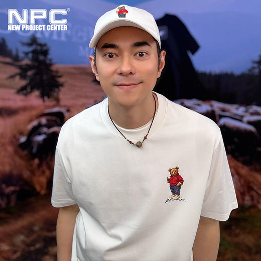 NPC潮牌【索罗娜】喝茶小熊数码印花短袖T恤男定制织标凉感NP52TE10 商品图0