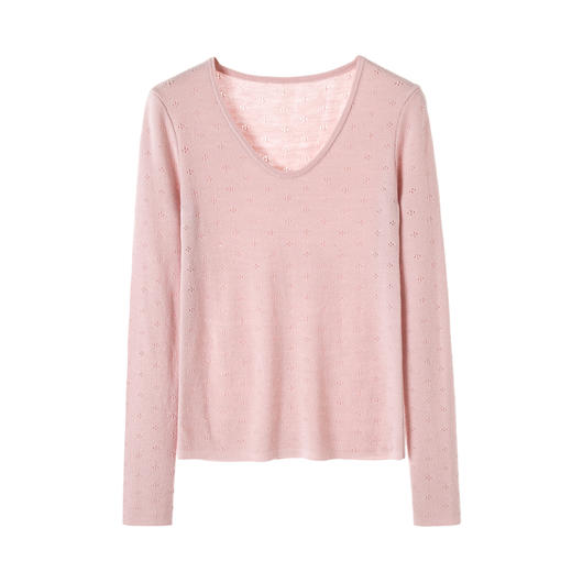 EKOOLv领镂空猫爪图案设计圆领羊毛针织衫女秋季 商品图3