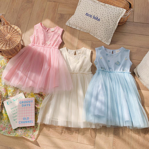 【蝴蝶绣花连衣裙，网纱设计超仙！】蝴蝶绣花女童网纱连衣裙 甜美儿童公主裙子 精致网纱 童心飘飘 优雅公主范-QQ 商品图1