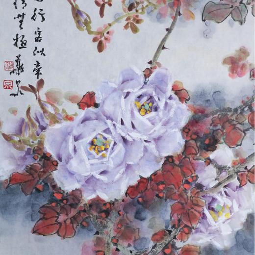 叶泉《紫月季》国画原作45CM*45CM 手绘宣纸花卉作品 商品图4