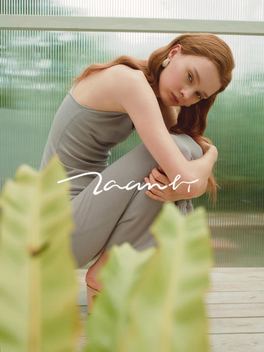 ZAANLI｜ZNSS25020 三醋酸流苏后开衩针织半裙 [ 豆绿 / 米灰 ] 商品图6