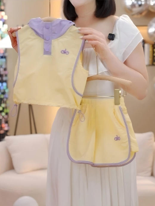 【女童夏季短袖裙裤套装】韩版无袖连帽套装宝宝纯棉短袖运动短裙裤撞色T恤两件套童装 商品图3