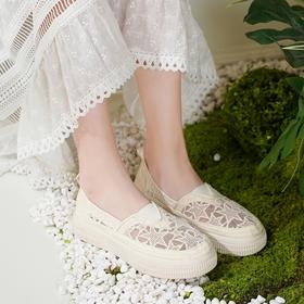 ZHR渔夫鞋子女款2025夏新品透气蕾丝网面一脚蹬单鞋休闲M651