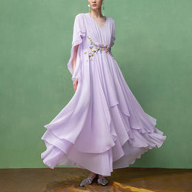 【林栖设计小店】（现货）【孟庭苇同款】雪纺连衣裙手工收腰气质2025早秋新款女裙T1953196