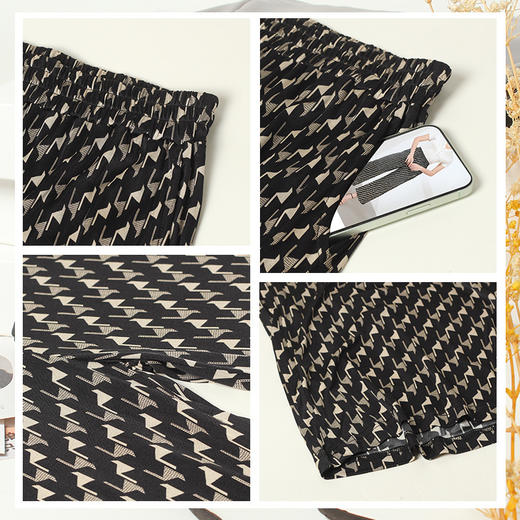 丁摩 真丝印花休闲裤桑蚕丝针织宽松阔腿裤HA25043 商品图3