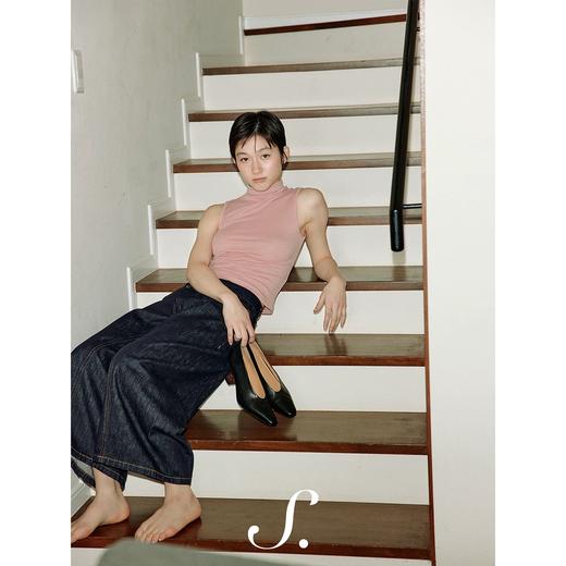 shyshystill/shy202401032/天丝美丽奴羊毛中高领弹力修身凉感无袖上衣 商品图6