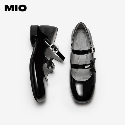 MIO米奥miu系玛丽珍多条带秋季新款蝴蝶结水钻圆头芭蕾单鞋女M254413602 商品图3