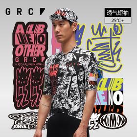 GRC骑行服夏季男女同款KAS联名黑白印花公路车速干透气短袖上衣