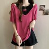 丁摩 夏季新款洋气短袖t恤女宽松遮肉显瘦假两件上衣女5ZF-D31 商品缩略图0