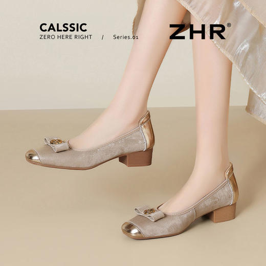 ZHR则则玛丽珍鞋2025新款小香风浅口单鞋粗跟一脚蹬单鞋女鞋 商品图7