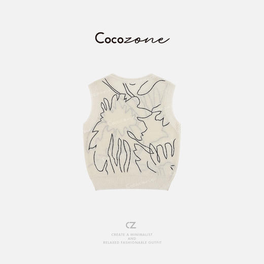 COCO ZONE 刘一一 “线条背心”和纸混纺圆领简约针织背心CD1A0631 商品图3