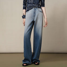 【林栖设计小店】（现货）【送方巾】【牛仔系列】渐变牛仔裤百搭直筒显瘦2025早秋新款长裤女G1653008