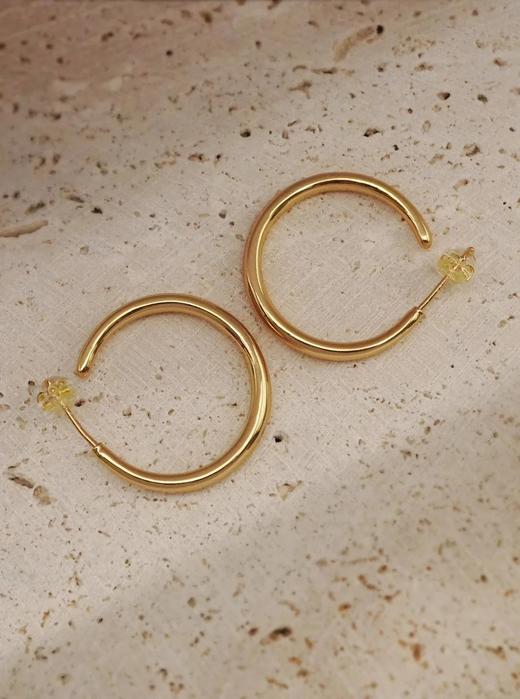 法国单经典素圈Hoop耳环耳圈刘亦菲刘雯同款银镀24K真金素圈界天花板 商品图5