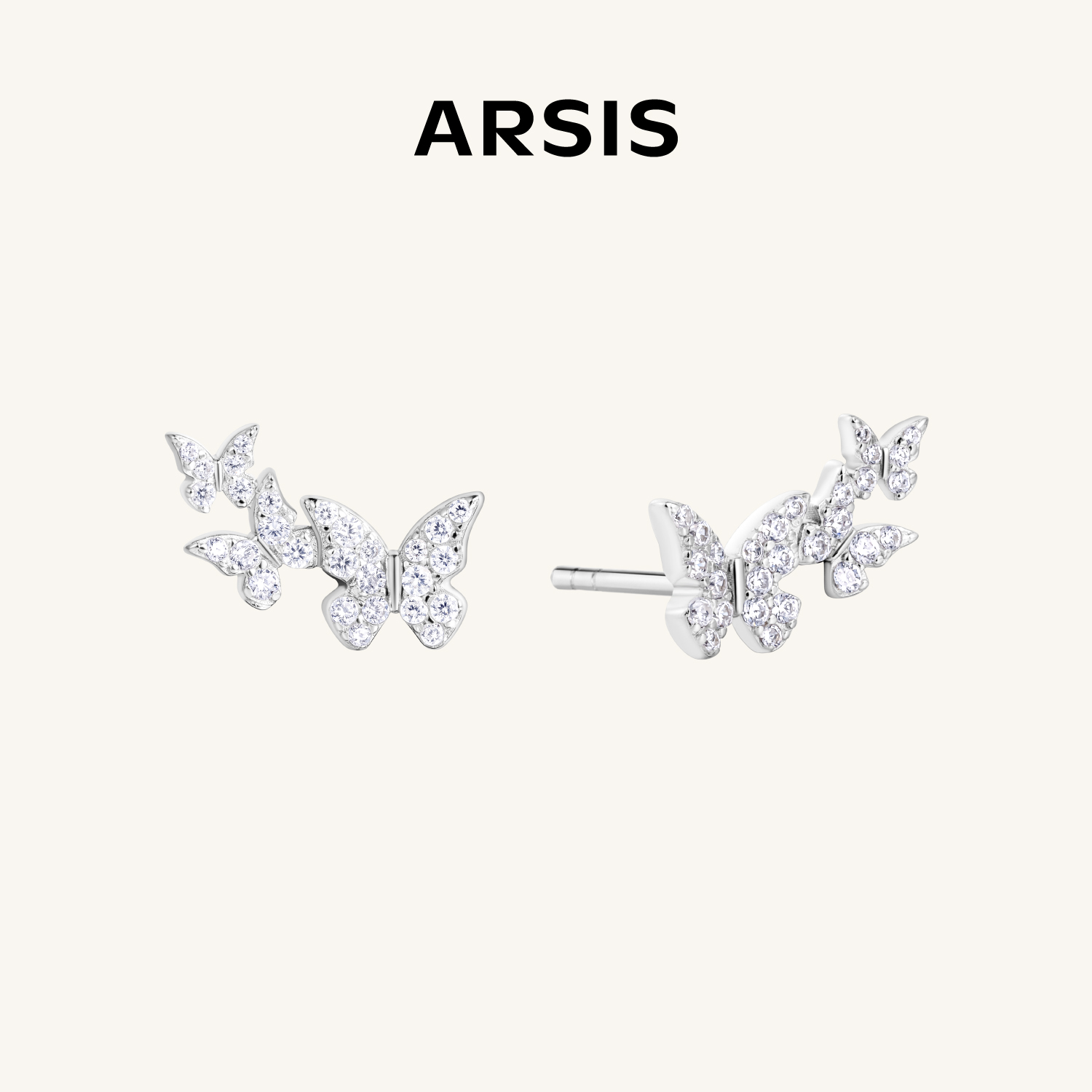 ARSIS银饰｜幸运符号系列 星悦蝴蝶微笑耳排