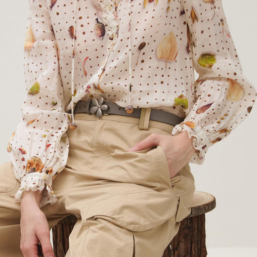 谜底花型扣头腰带女士2025秋季新品复古百搭牛皮革皮带253MQ1405 商品图2